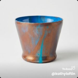 Handmade Ceramic Cup - Copper Brown with Turquoise Blue Interior